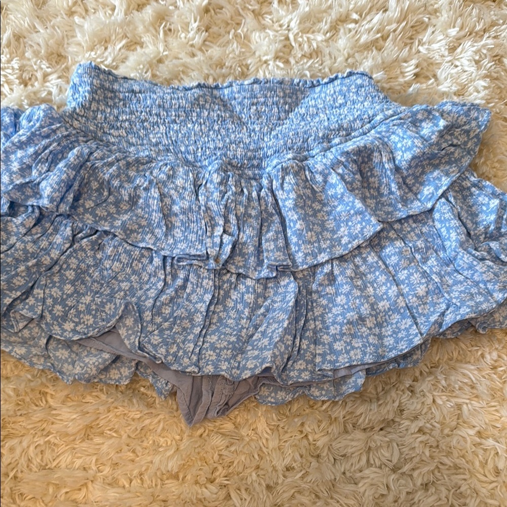 Blue Floral Mini Skirt